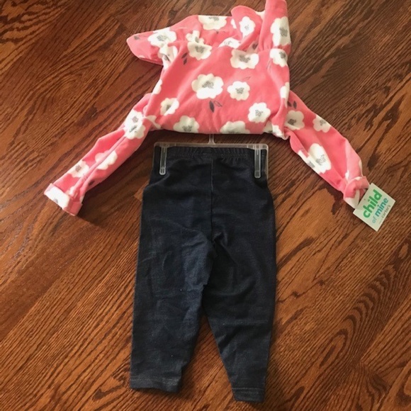 Baby Girl Child of Mine by Carter's Floral Fleece Top/Leggings Outfit Set 18 mo - Picture 3 of 6